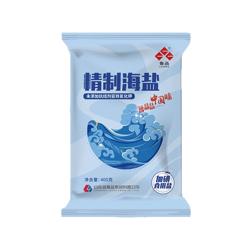 [Official Authentic] Lujing Refined Sea Salt 400g Iodized Edible Salt Seasoning Without Anti-Caking Agent