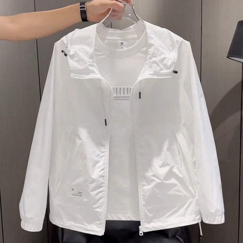 2025 Summer Men's Casual Hooded Breathable Thin Jacket Outdoor Trendy Fashion Men's and Women's Sunscreen Coat