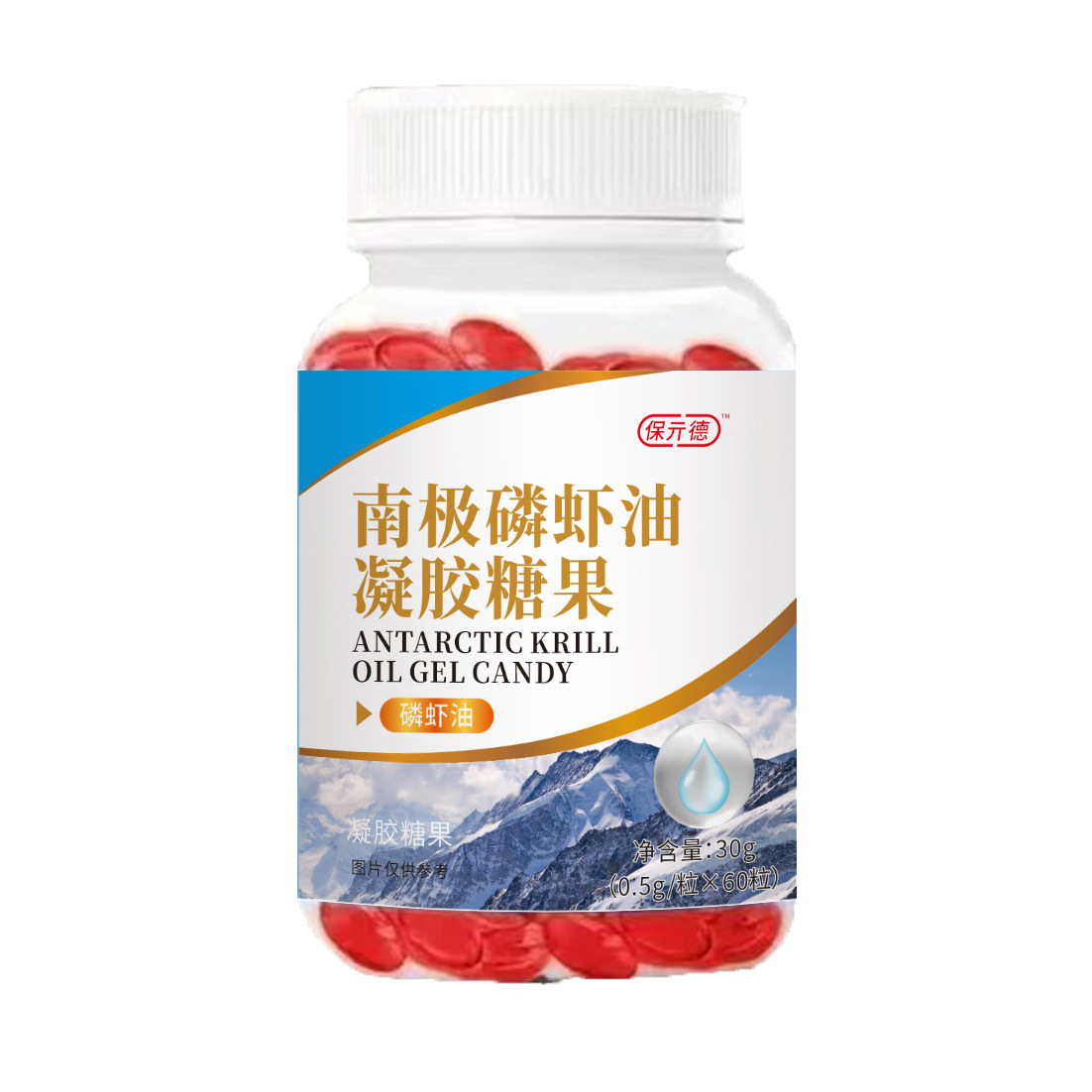 Deep-sea Antarctic krill oil astaxanthin omeg phospholipid soft capsule to support anti-counterfeiting protection Qi De wholesale middle-aged and elderly
