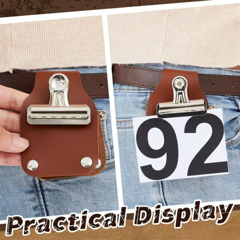 Spot Pu Leather Marathon Race Number Display Clip, Livestock Display Number Holder Plate Sticker