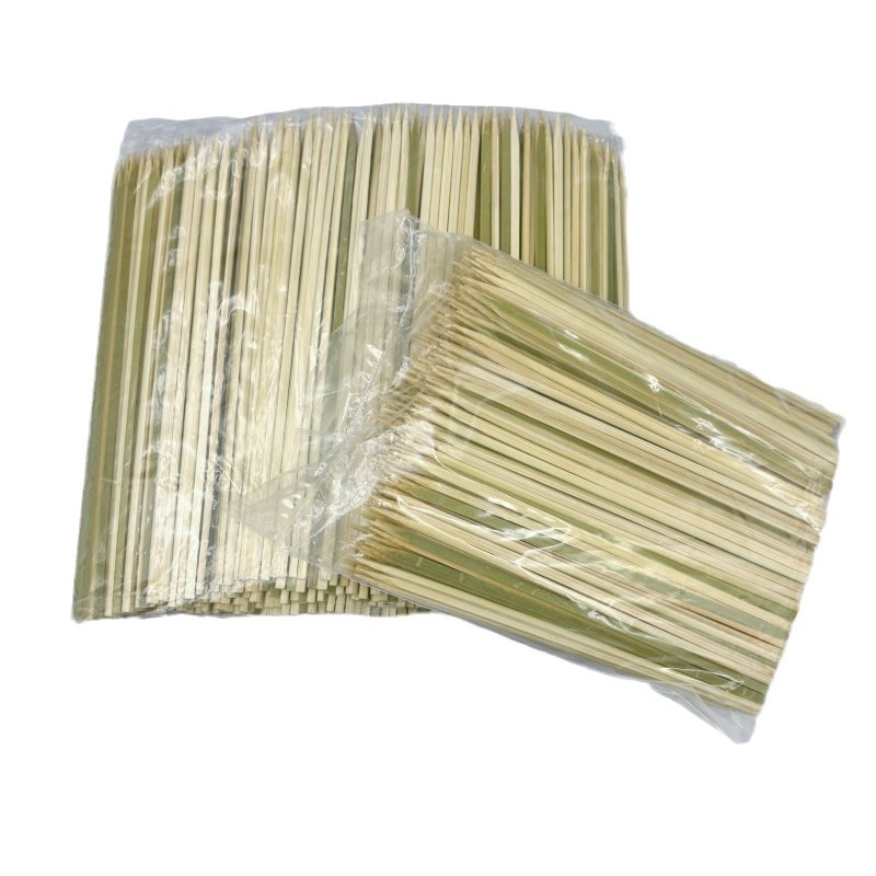 Grilled Bird Green Skin Bamboo Skewers Japanese Disposable Charcoal Barbecue Mutton Skewers Iron Cannon Skewers Flat Square Skewers Commercial Wholesale