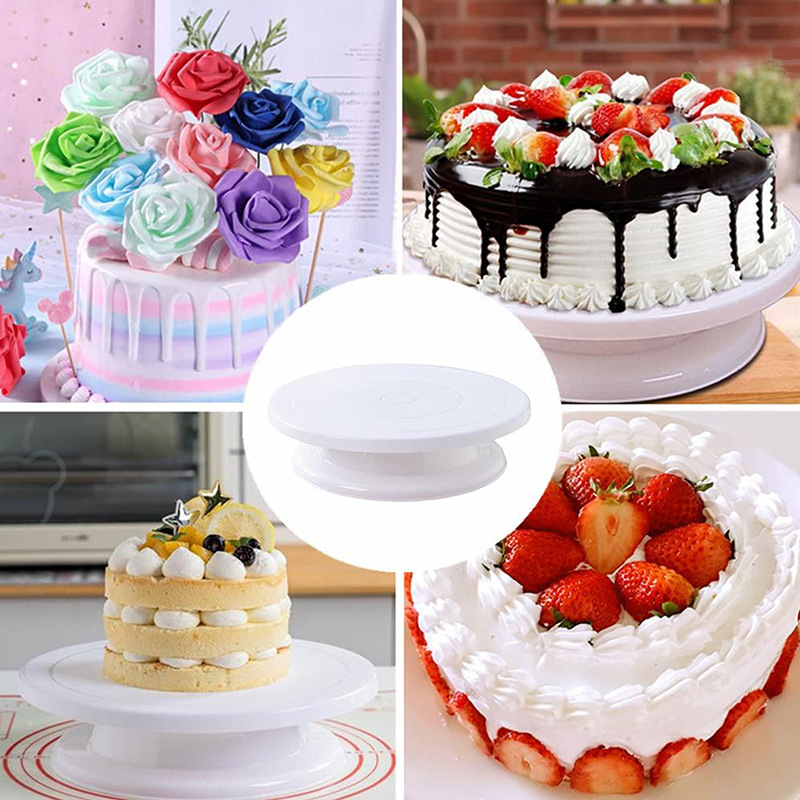 Plastic Cake Turntable Home Baking DIY Cake Decorating Tools Birthday Cake Rotating Non-slip Decorating Turntable