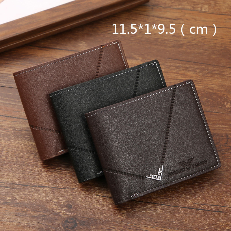 New Men's Wallet, Men's Short Wallet, Young Men's Simple and Fashionable Multi-Card Slot Plain Horizontal and Vertical Embossed Wallet