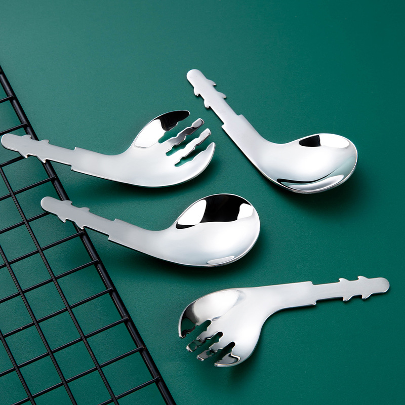 Children's Barb Elbow Fork and Spoon Semi-Finished Baby Food Spoon Curved Spoon Curved Fork Short Handle Hardware Head Insert Handle Silicone