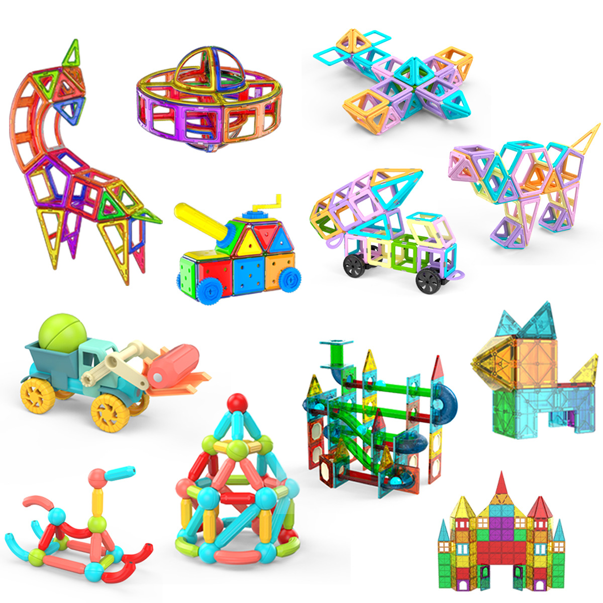 Color Window Magnetic Piece Loose Piece Strong Magnetic Large Refill Rail Pipe Building Blocks Boys and Girls Children's Educational Toys Wholesale