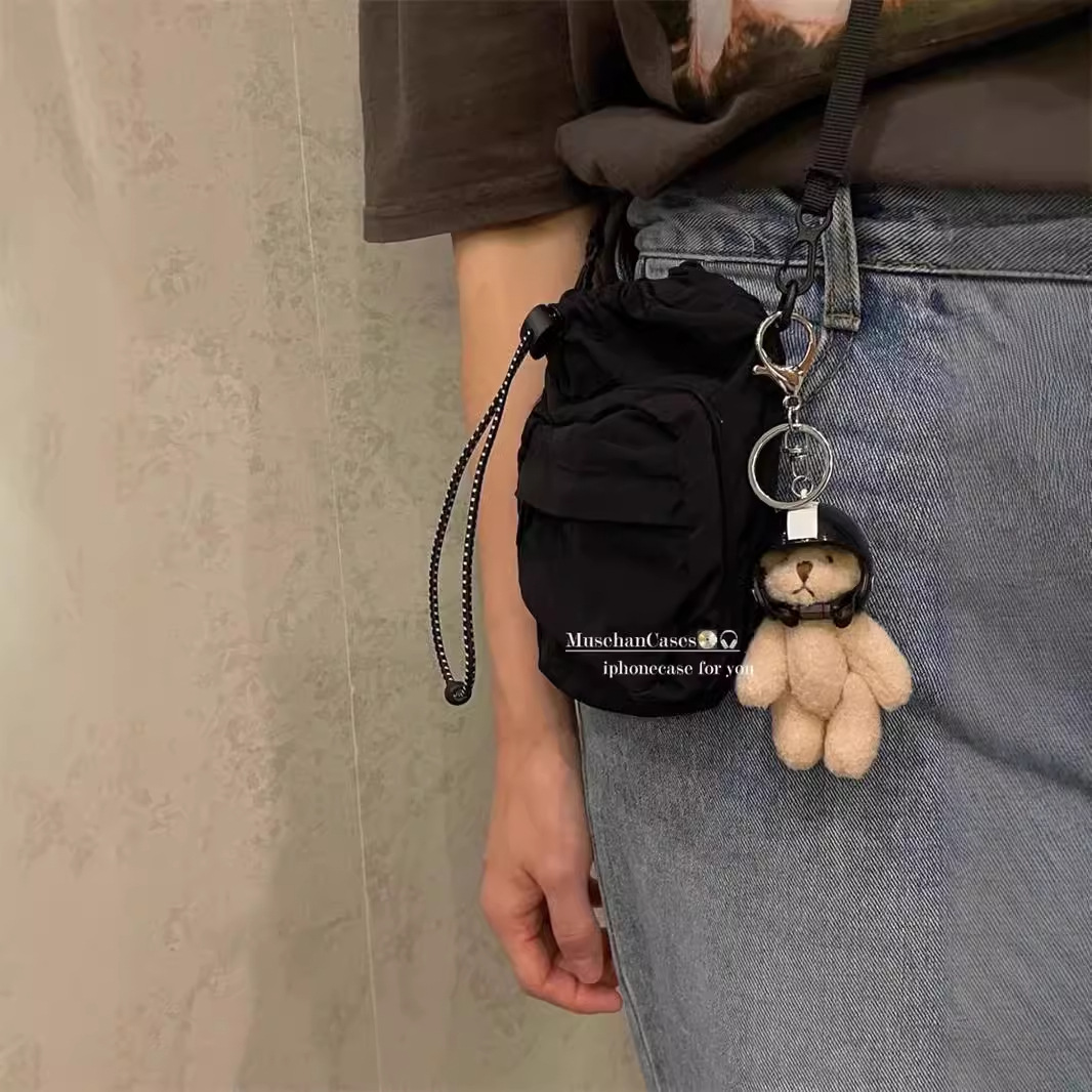 Spring Instagram South Korea Helmet Bear Pendant for Apple Mobile Phone Pendant Bag Accessories Girl's Heart Cute