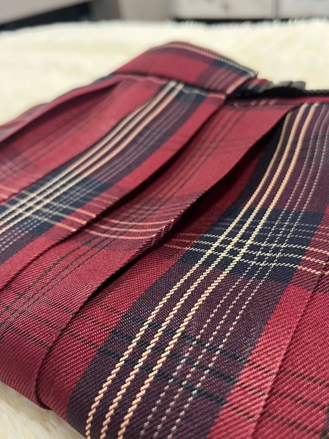 [Xuan] Original Jk Uniform Plaid Skirt High Waist Skirt Women's Waist-Cinching School Supply Christmas Red Plaid Skirt Spring and Summer New Style