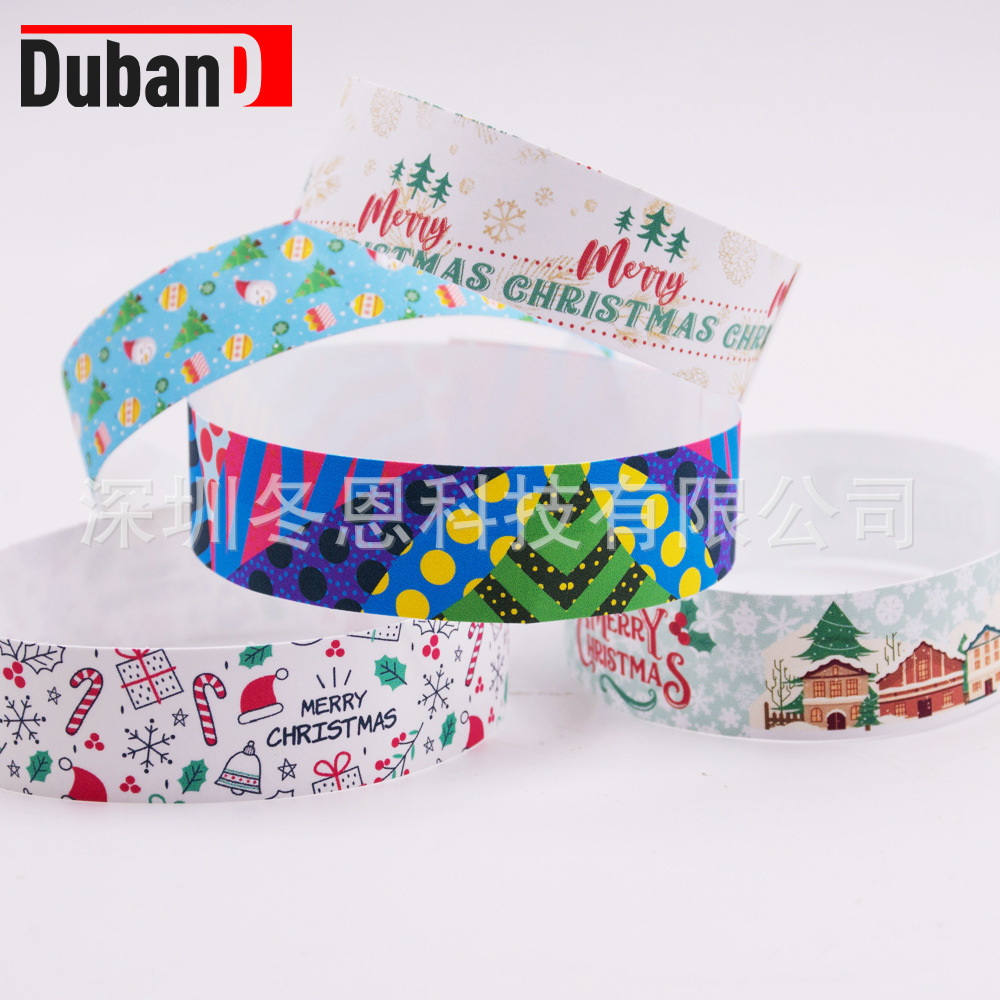 Disposable Bracelet Dupont Customized Ticket Synthetic Paper Christmas Halloween Day Waterproof Party Event Admission Ticket