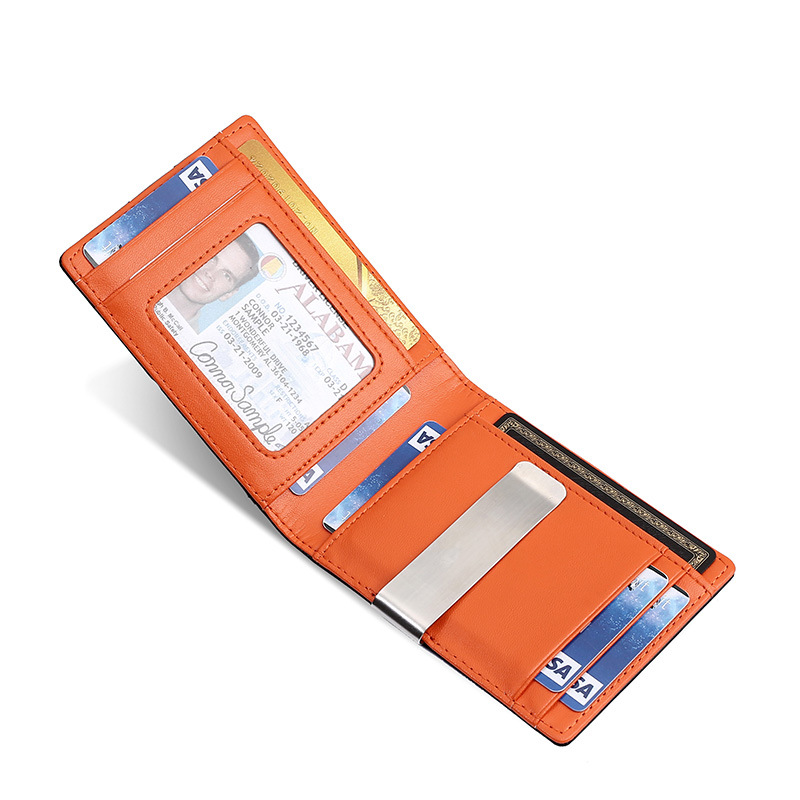 Custom foreign trade leather men's wallet metal dollar wallet RFID anti-theft card clip Amazon explosion factory