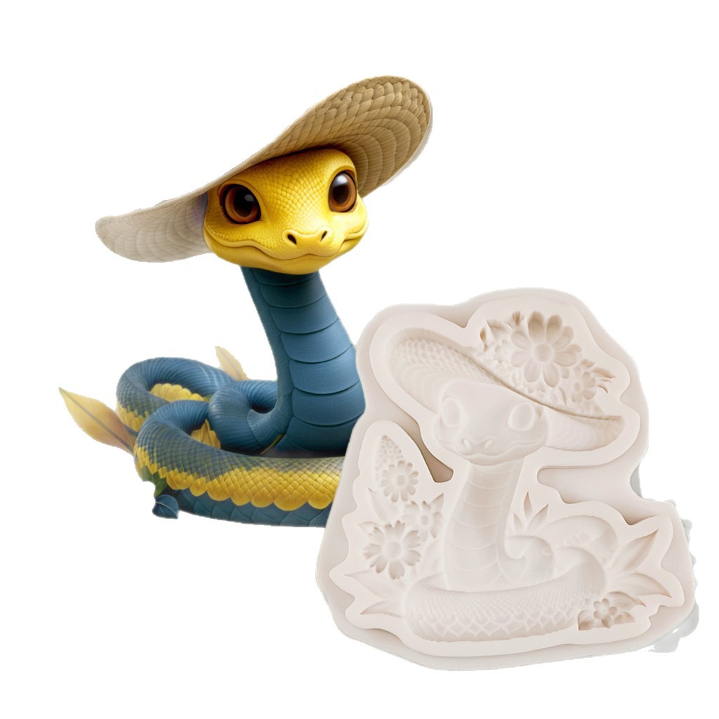 New Flower Hat Cute Snake Silicone Fondant Mold Cake Decoration Baking Mold DIY Aromatherapy Plaster Mold Ready for Sale