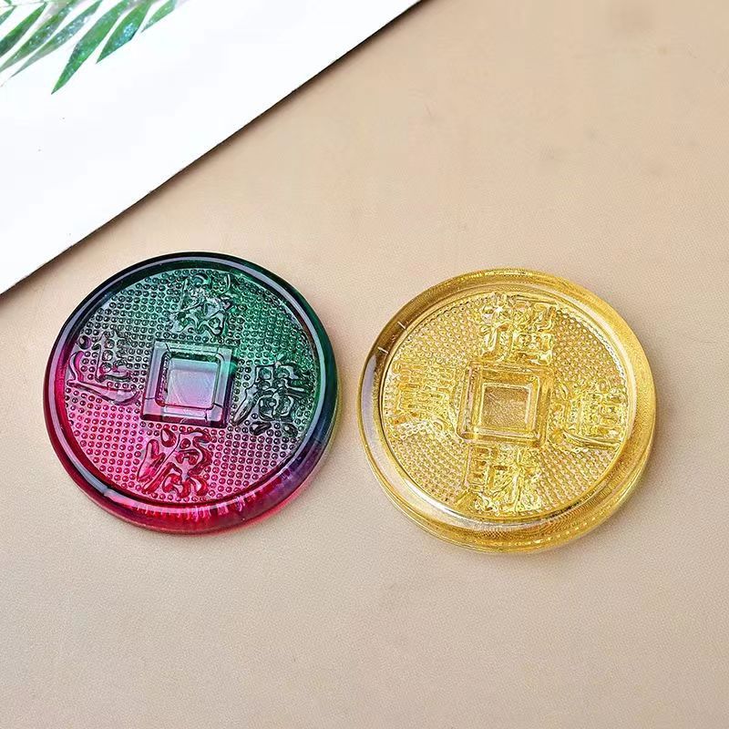 Coloured Glaze Five Emperors Money Citrine Copper Coins Home Ornaments Bazai Qianlong Tongbao Fortune Lucky Ornaments