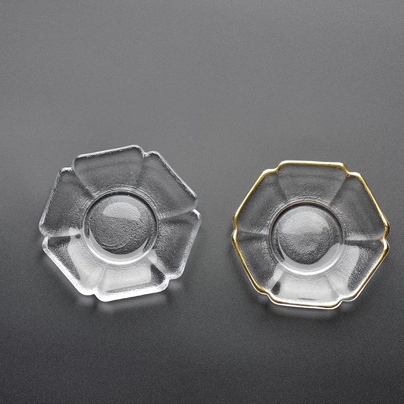 Chinese-Style Glass Tea Cup Coaster, Japanese-Style Gold-Rimmed Tea Cup, Tea Tray, Tea Set Accessories, Coaster, Tea Tray, Heat-Insulating Tea Mat