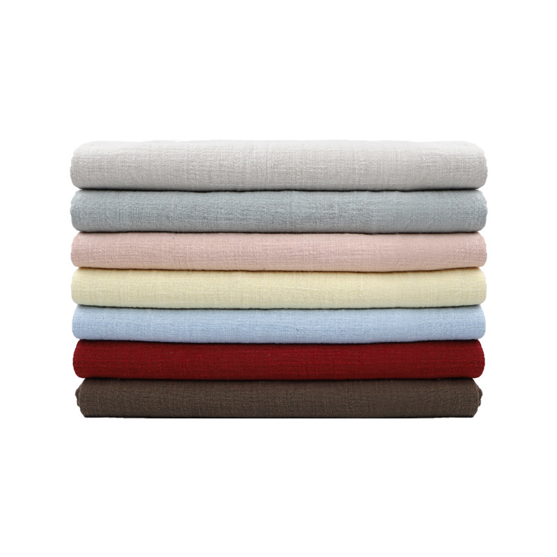 Slub Cotton Texture Cotton and Linen Crepe Special Offer Solid Color Ethnic Clothing Pleated Fabric Breathable Linen Summer