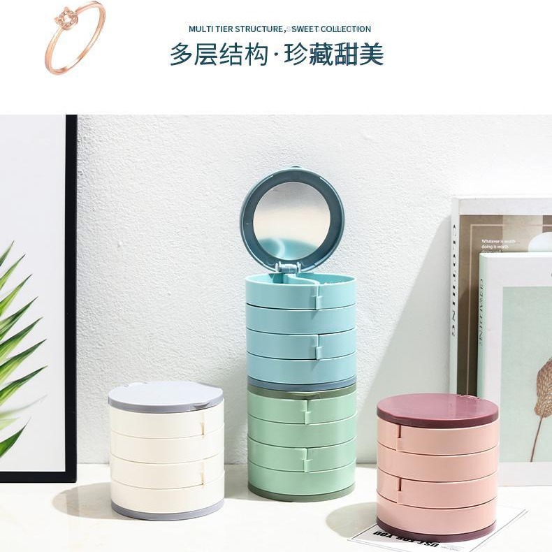 Rotating Jewelry Box Large Capacity Necklace Earrings Earrings Ring Jewelry Internet Celebrity Same Style Multi-Layer Storage Box