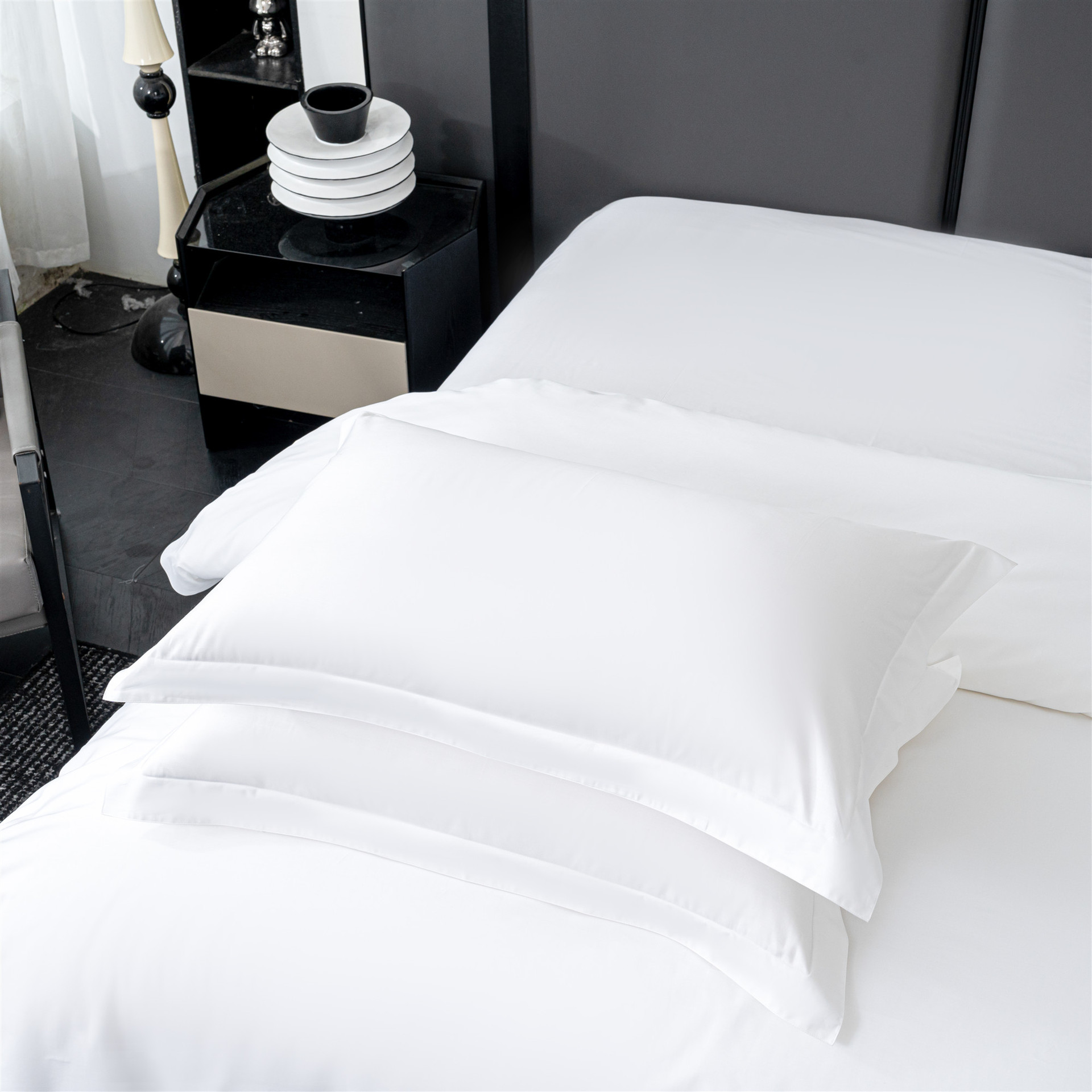 Pure White Satin Hotel Linen Cotton Hotel Four-Piece Bed Bed Sheets Set Hotel Bed and Breakfast Quilt Cover Bedding Set