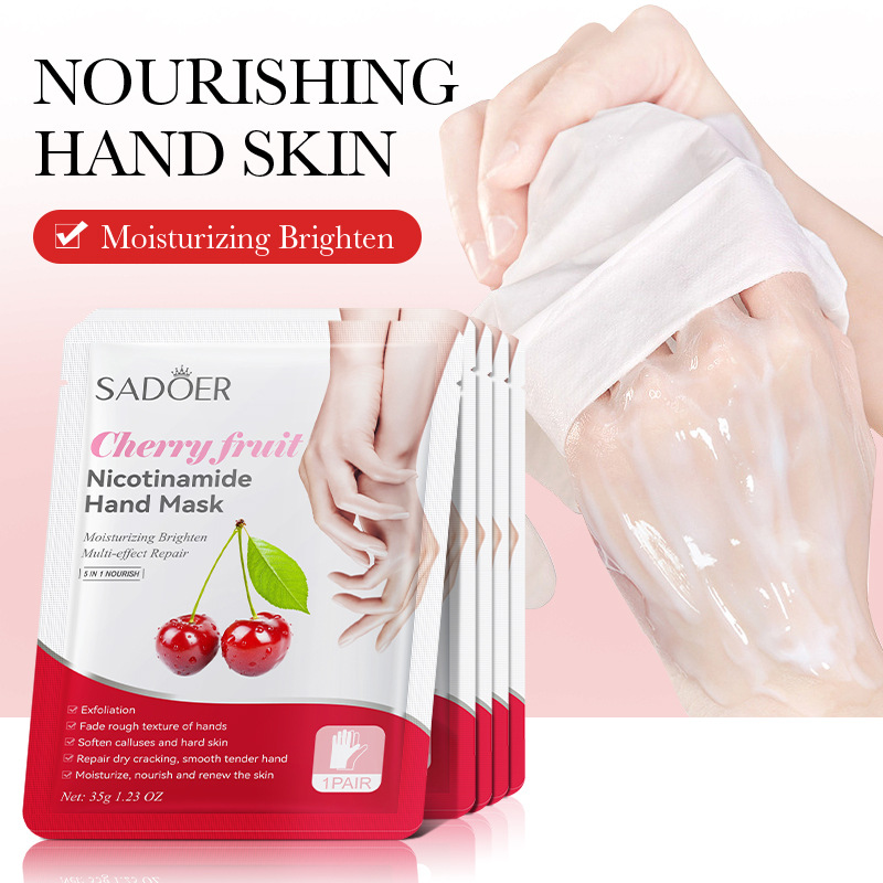 Full English hand mask SADOER cherry niacinamide exfoliating hand mask Handle moisturizing skin rejuvenation cross-border foreign trade