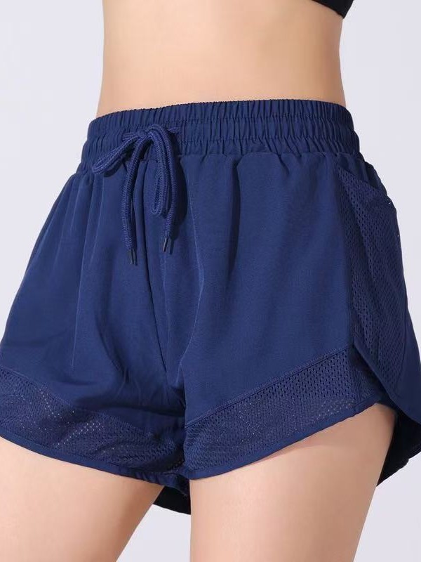 European Size Plus Size Anti-running Light Sports Fitness Pants Women's Loose Mesh Stitching Fake Two-piece Quick-drying Pants Yoga Pants