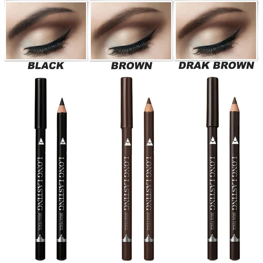 in stock cross-border exclusive wooden pole log waterproof anti-sweat eyeliner & eyebrow pencil dual-purpose cosmetic pen