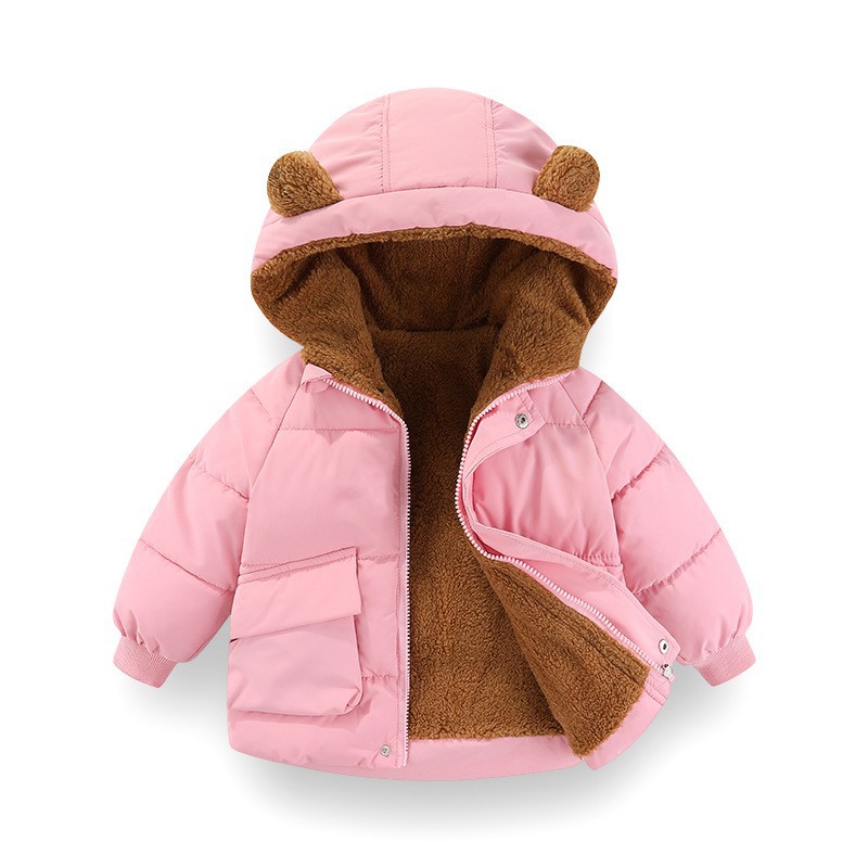 Factory Direct Sales 2025 Winter Kidsren's Cotton Outwear Wholesale Fleece-Lined Thickeneded Baby Hooded Outwear Cotton Outwear