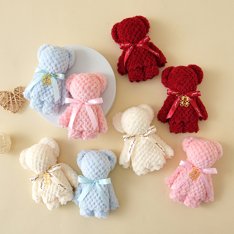 Полотенце в форме медведя "Ананасовый пирог", свадебный подарок, подарок на первый день рождения, креативный подарок