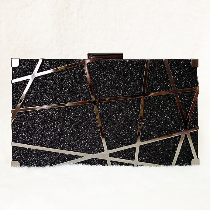 Geometric Metal Line Decorated Evening Dress Versatile Hand-Held Shoulder Crossbody Bag for Women
