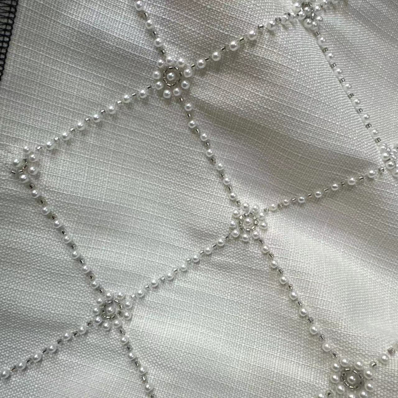 Fabric Woolen Fabric Gold Silk Bead Embroidery Jacket Autumn and Winter Dress Fabric