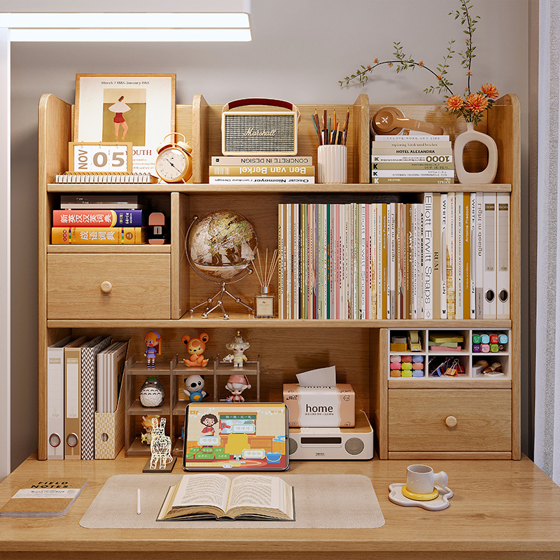 Деревянный стол с книжной полкой, многоуровневый письменный стол для учебы и организации пространства