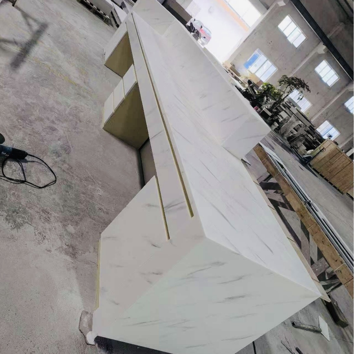 Acrylic Artificial Stone Hot Bending Hotel Special-Shaped Reception Desk Company Front Desk Bar, Acrylic Artificial Stone Manufacturer