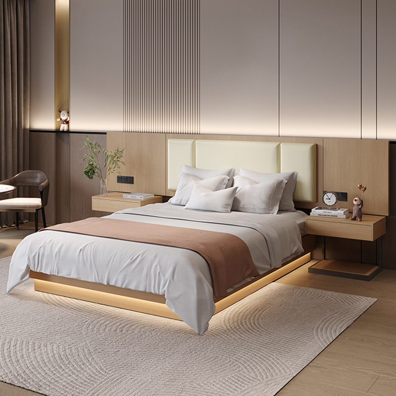 Hotel Furniture, Guest Room Bed, Complete Set for Apartment and Homestay, Standard Room Bed, All-Season, Economical Hotel, Single and Double Solid Wood