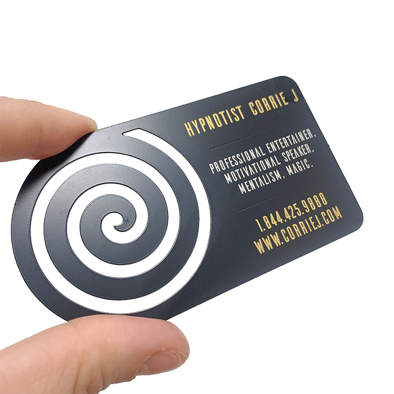 Stainless Steel Matte Black Personal Business Card Custom Picture Printing Cut Out Process Personalized Design Gold and Silver Matte Black