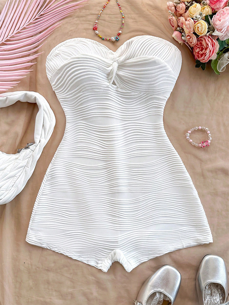 [Sishen] Hong Kong-style high-end summer new Korean-style design tight-fitting hip short sexy strapless temperament