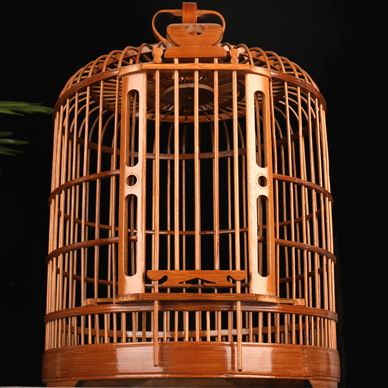 Bamboo Finch Cage, High-Quality Guizhou Kaili Myna Bird Cage, Full Set of Accessories, Handmade Old Bamboo Myna Bird Cage, Large Size