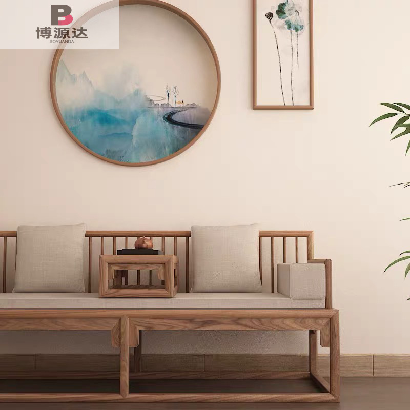 New Chinese-style Solid Wood Luohan Bed Simple Elm Lying Bed Living Room Balcony Courtyard Cotton Zen Tatami Wooden Bed