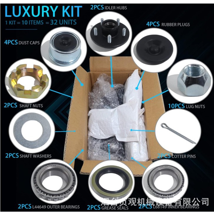 2 Sets of 3500-Pound Trailer Axle Hubs Without Brakes for Rvs, Trailer Hub Kit 5*4.5inch