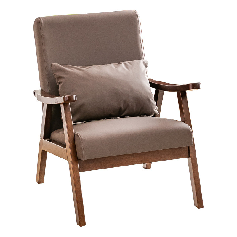 Japanese-Style Fabric Small Sofa, Modern Solid Wood Table and Chair Set for Guesthouses and Hotels, Café Meeting Chair, Japanese-Style Design