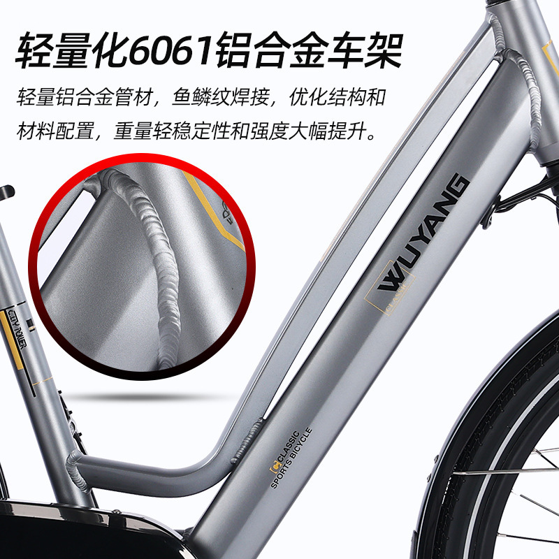 New National Standard Licenseable 26inch Lithium Battery Electric Outing Bicycle for Adults, Students, Home Leisure Butterfly Travel Bike