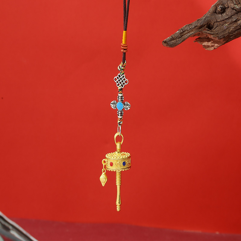Source manufacturers Xizang ornaments six-character truth hand-crunching wheel tassel pendant souvenir jewelry in stock direct supply