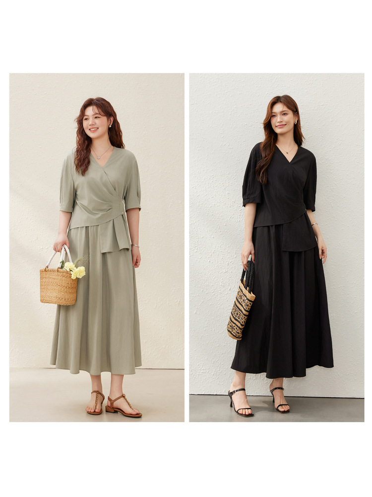 [Designed Tops, Slimming Look Skirts and Comfortable Two-Piece Suits] Slim and Beautiful Plus Size Women's Clothing for Fat mm Summer New Style