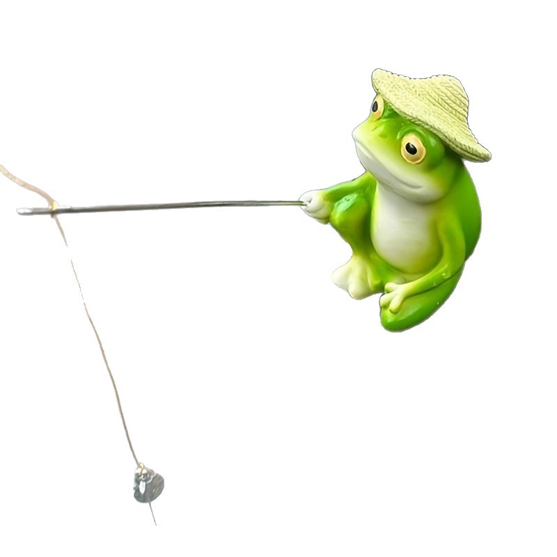 Outdoor Courtyard Garden Decorations Fish Pond Rockery Landscaping Resin Small Frog Fishing Creative Landscape Sculpture