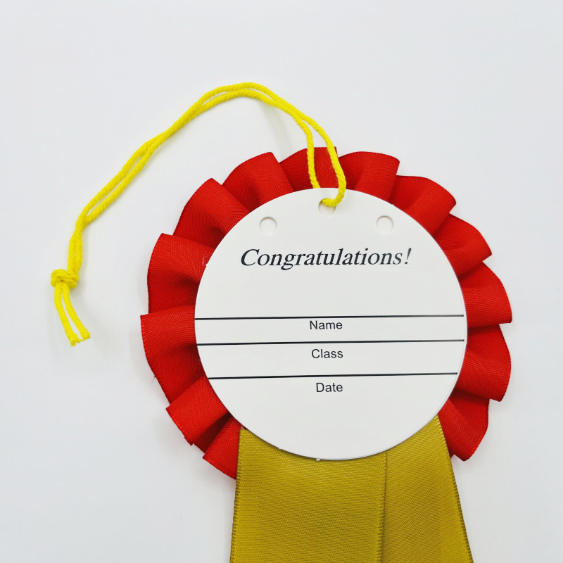 Satin Ribbon Badge, Satin Ribbon Tinplate Badge, Universal Badge, Flower Medal, 1 2 3 Corsage