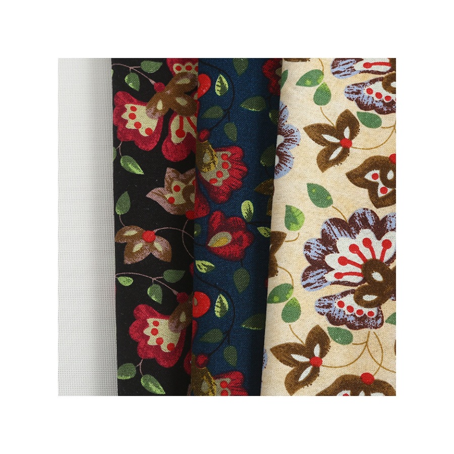 Factory direct spot wholesale plain cotton printed fabric vintage dress fabric imitation linen cotton printed fabric