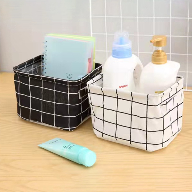 Fabric Foldable Storage Basket Desktop Storage Box Cotton and Linen Sundries Storage Basket Socks Underwear Storage Basket