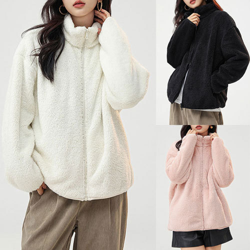 Зимнее модное флисовое пальто для женщин, коралловый флис, с застежкой, повседневное, утолщенное, двустороннее, арктический флис, однотонный теплый верх