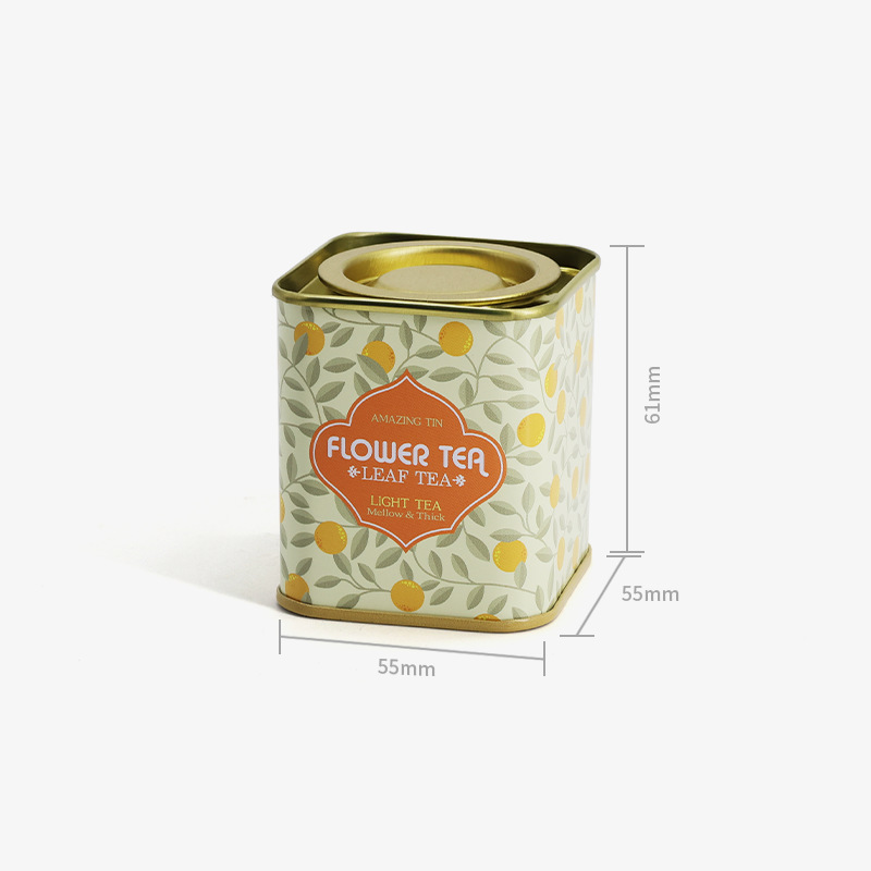 Manufacturer Customized Square Candy Flower Tea Tin Box with Pry Lid and Sealed Souvenir Small Can Travel Portable Tea Tin Can