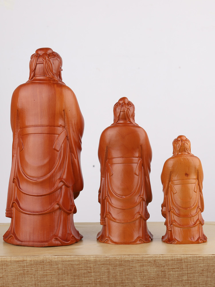 Confucius Like Ornaments Peach Wood Wenchang Tower Manjusri suit Wood Carving Teachers Desktop Send Teachers Send Gifts Living Room Study