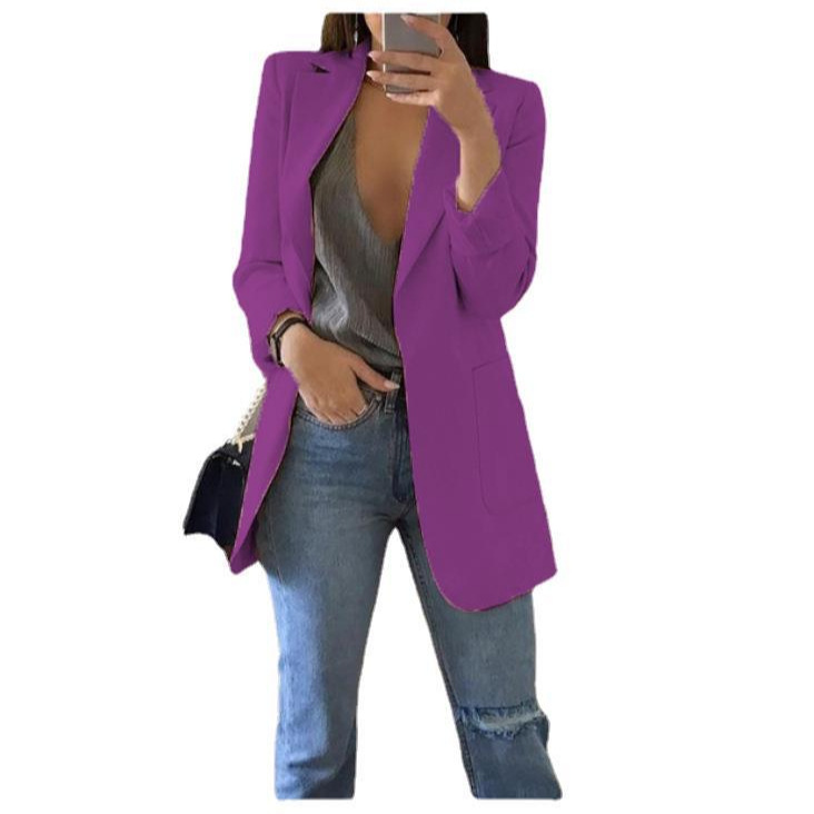 2024 Amazon New European and American Fashion Casual Suit Lapel Slim Cardigan Elegant Suit Jacket for Women Spring & Fall