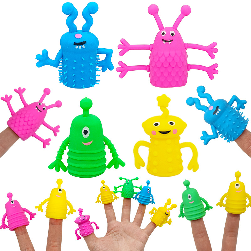 Cross-Border Prank Toys Little Devil Finger Doll Rainbow Color Little Monster Finger Doll Vent Small Toy