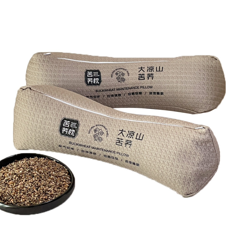 Cross-Border Foreign Trade Cervical Traction Pillow Buckwheat Shell Filled Neck Protection Sleep Aid Cylindrical Hard Pillow Core Dropshipping