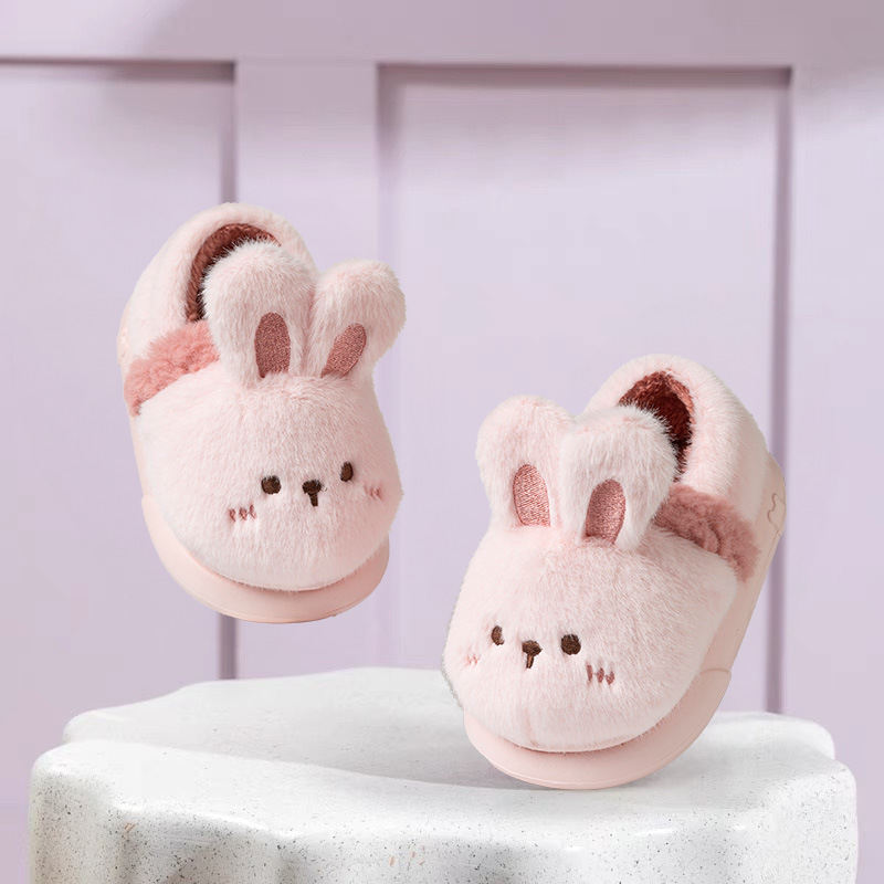 Children's cotton slippers autumn and winter new home indoor warm cartoon boys and girls medium and large Children Baby new bag heel