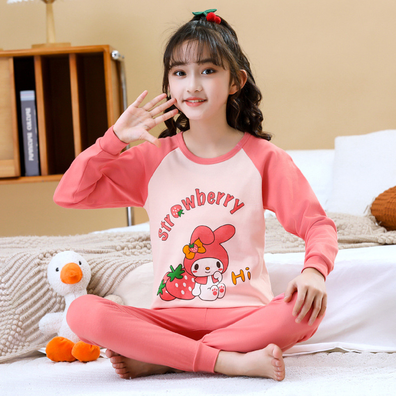 New Children's Cotton Autumn Clothes and Pants suit Students Children's Base Underwear Warm Home Pajamas Batch